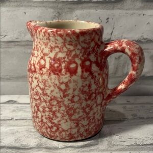 Roseville Pottery  Speckled rose spongeware Ceramic creamer